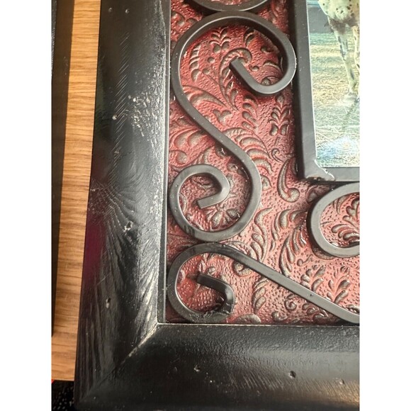 red shed country themed photo frame western red black cowboy 4x6 metal - Picture 4 of 5